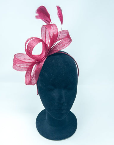 Maroon Mesh Feather Hairband Fascinator - Franklins