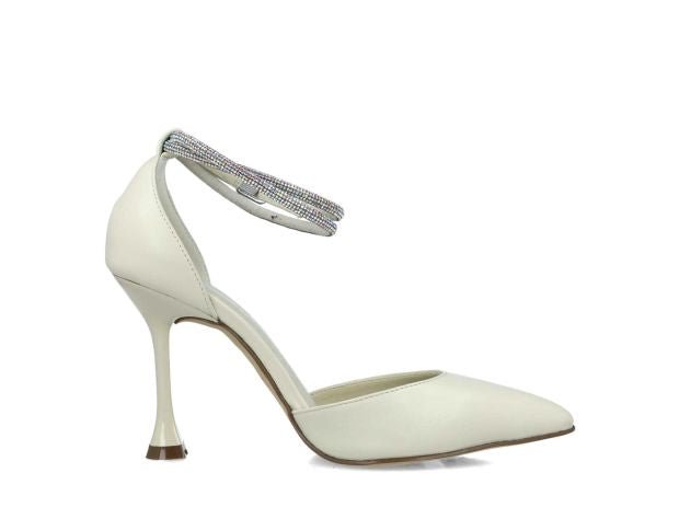 Menbur Cream Court with Diamanté Ankle Strap - Franklins