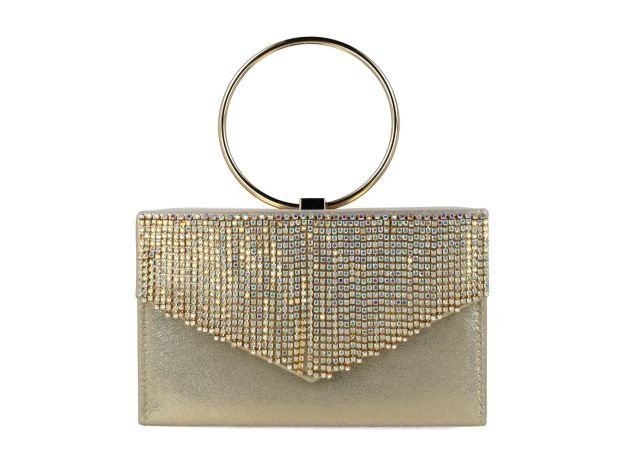 Menbur Gold Diamante Tassel Box Clutch - Franklins