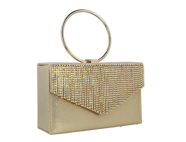 Menbur Gold Diamante Tassel Box Clutch - Franklins