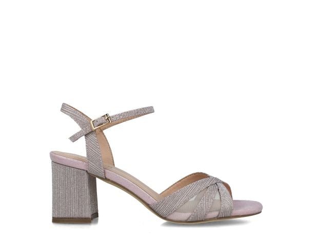 Menbur Rose Gold Shimmer Block Heel Sandal - Franklins