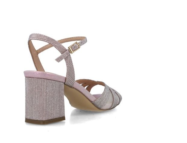 Menbur Rose Gold Shimmer Block Heel Sandal - Franklins