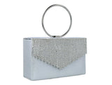 Menbur Silver Diamante Tassel Box Clutch - Franklins