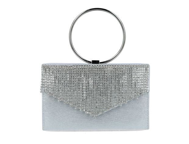 Menbur Silver Diamante Tassel Box Clutch - Franklins