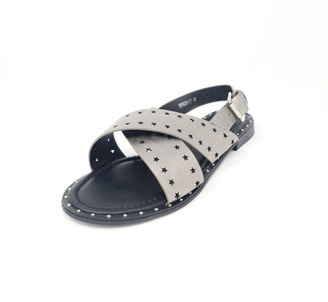 Metallic Grey Star Flat Sandals - Franklins