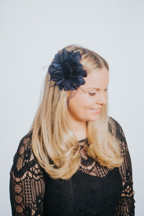 Midnight Navy Feather Slide Fascinator - Franklins