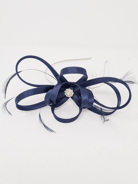 Midnight Satin Fascinator With Diamanté Flower - Franklins