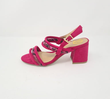Millie & Co Hot Pink Snakes Block Heel Sandals - Franklins