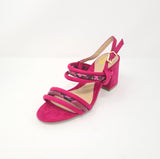 Millie & Co Hot Pink Snakes Block Heel Sandals - Franklins