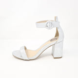 Millie & Co Lisa Silver Block High Heels - Franklins