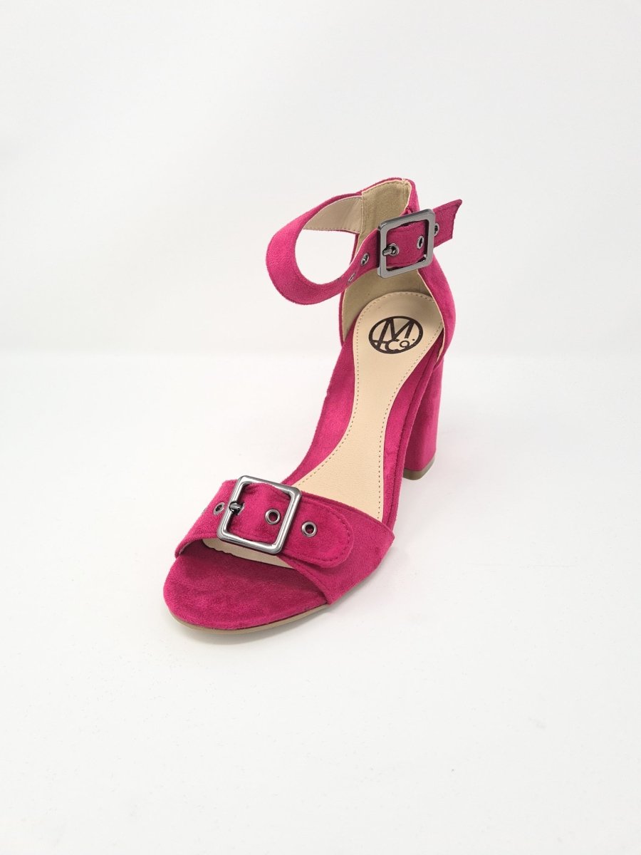 Millie & Co Natasha Pink Suede Block Heel Sandals - Franklins