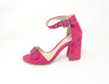 Millie & Co Natasha Pink Suede Block Heel Sandals - Franklins