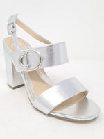 Millie & Co Silver Block High Heel Sandals - Franklins
