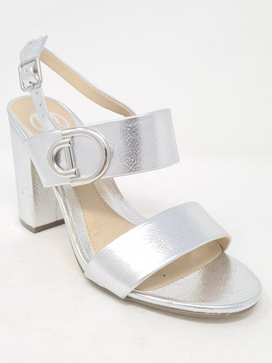 Millie & Co Silver Block High Heel Sandals - Franklins