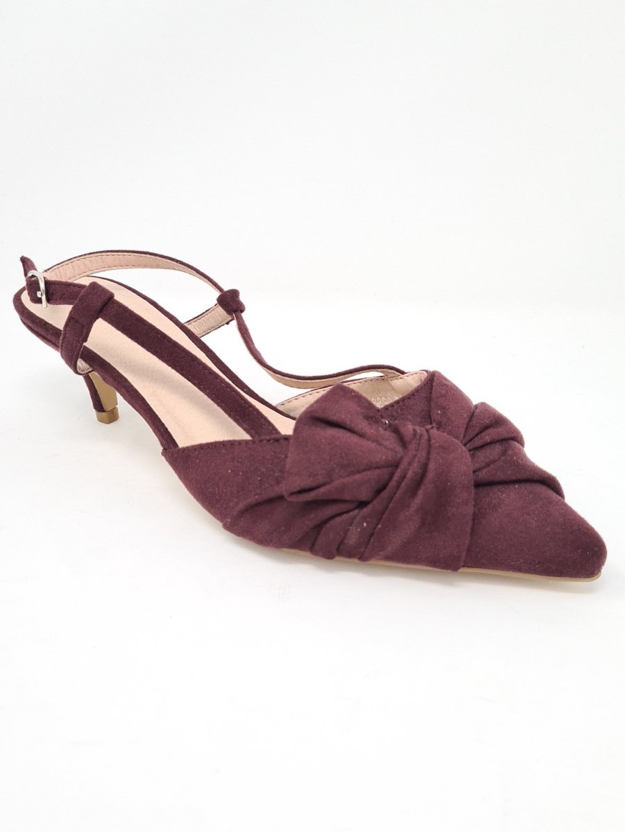 Moow Burgundy Suede Low Heel Court Shoe - Franklins