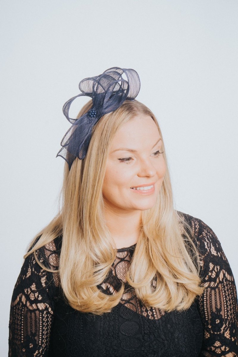 Navy Bead Bow Loop Hairband Fascinator - Franklins