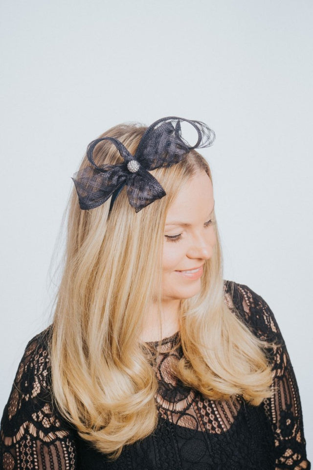 Navy Belladonna Bow Hairband Fascinator - Franklins