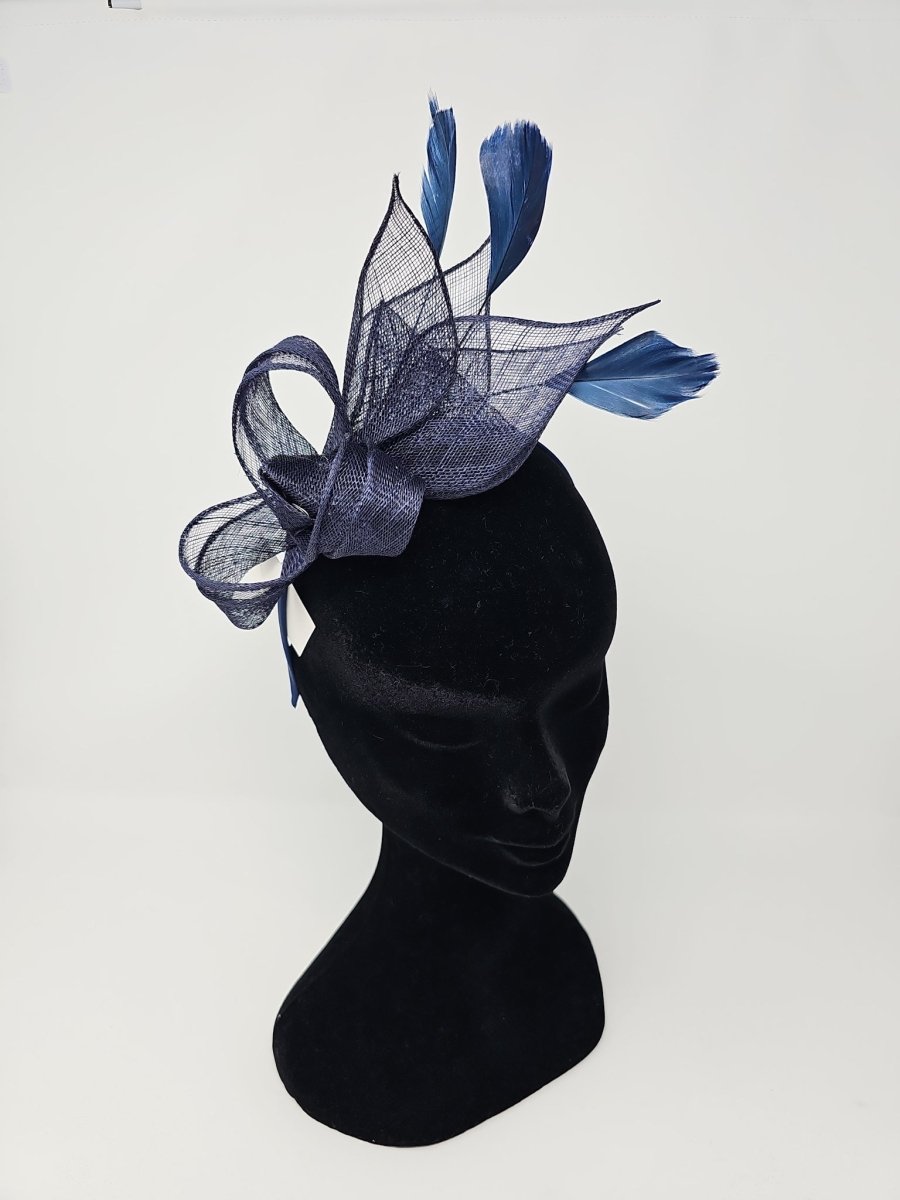 Navy Blue Knot Feather Fascinator - Franklins