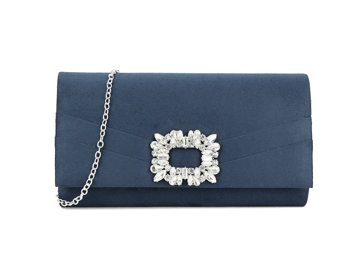 Navy Crystal Embellished Clutch Bag - Franklins