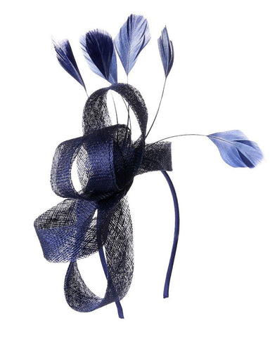 Navy Looped Feather Fascinator - Franklins
