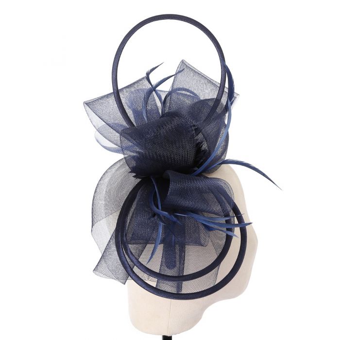 Navy Looped Feather Hairband Fascinator - Franklins