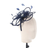 Navy Satin & Pearl Looped Fascinator - Franklins