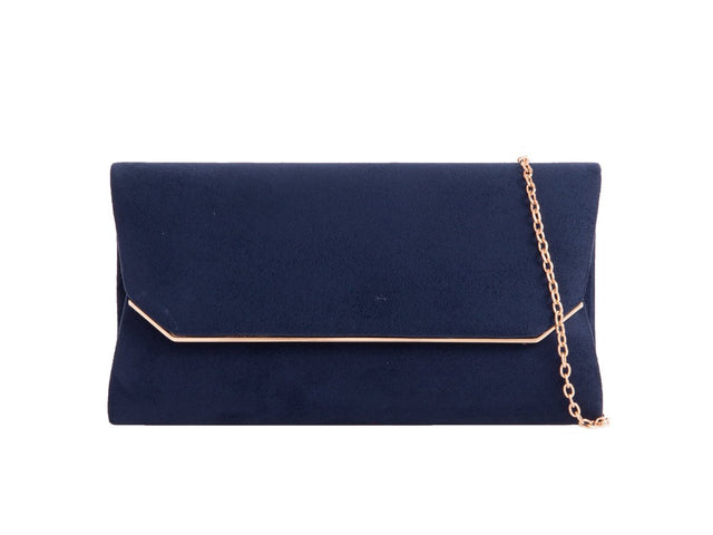 Navy Suede Envelope Clutch Bag - Franklins