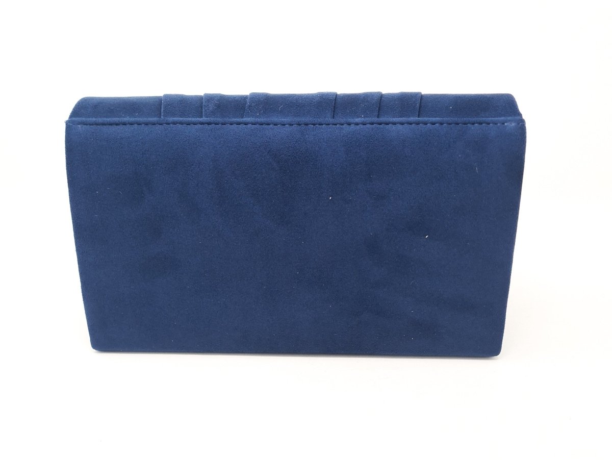 Navy Suede Evening Box Clutch Bag - Franklins