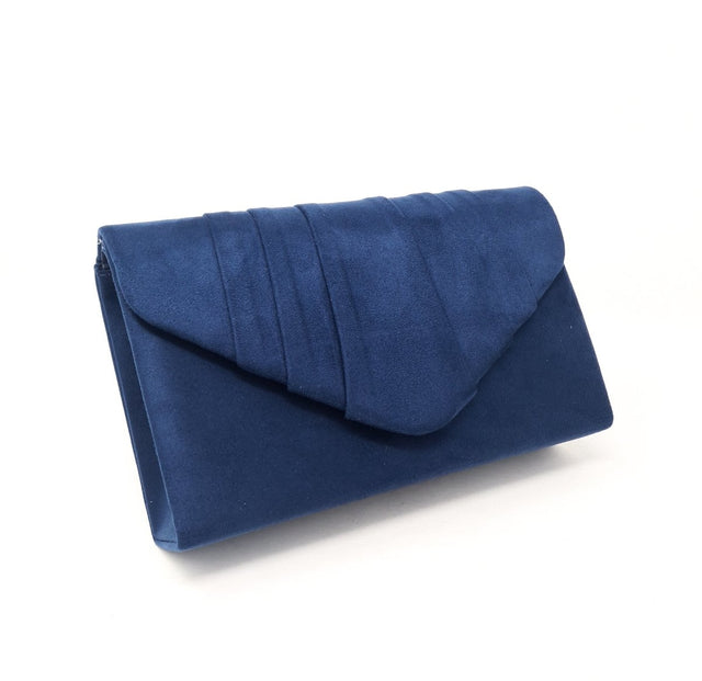 Navy Suede Evening Box Clutch Bag - Franklins