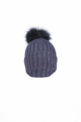 Navy Wool & Fox Pom Pom Hat - Franklins