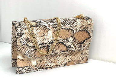 Nude & Black Snake Box Clutch Bag - Franklins