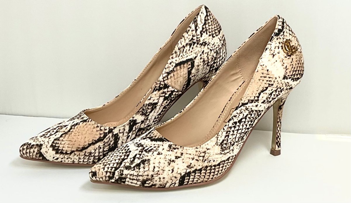 NEW Charlotte Russe Women High Heels Beige Brown Snake Pattern Shoes Size 8  | eBay
