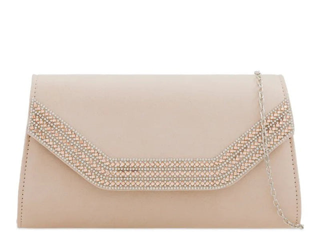 Nude Embellished Trim Envelope Clutch Bag - Franklins