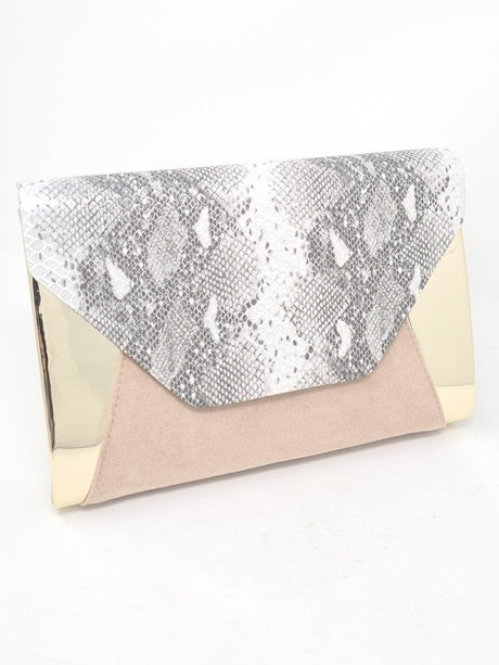 Nude Snake Print Clutch Bag - Franklins