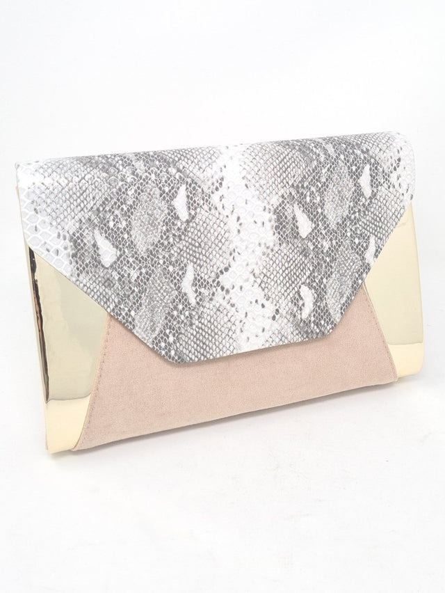 Nude Snake Print Clutch Bag - Franklins