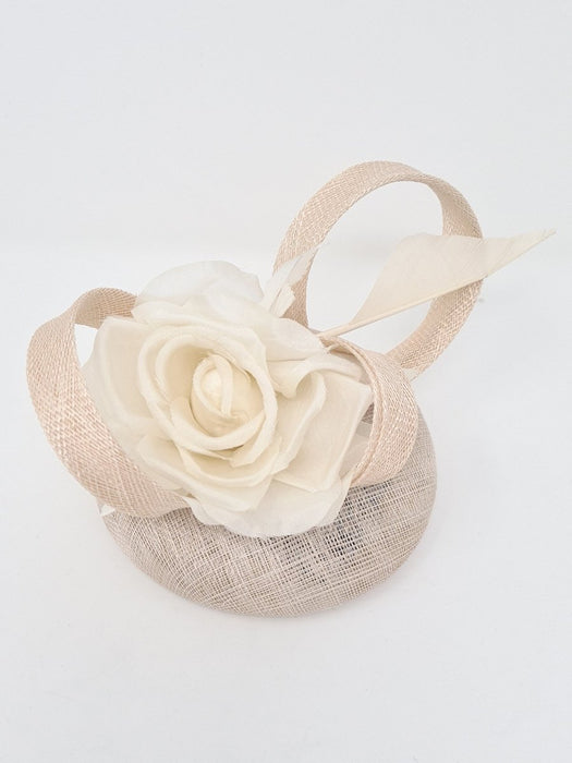 Oatmeal Fascinator With Ivory Flower - Franklins