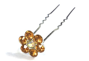 Orange Diamanté Flower Pins 12pcs - Franklins