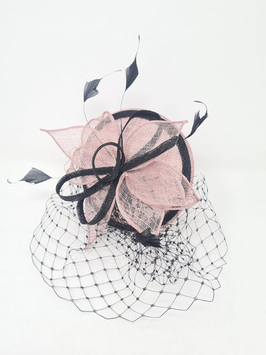 Orchid & Black Small Fascinator With Net - Franklins