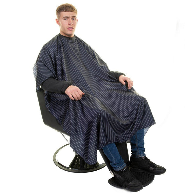 Orlando Professional Pinstripe Barber Cape Navy - Franklins