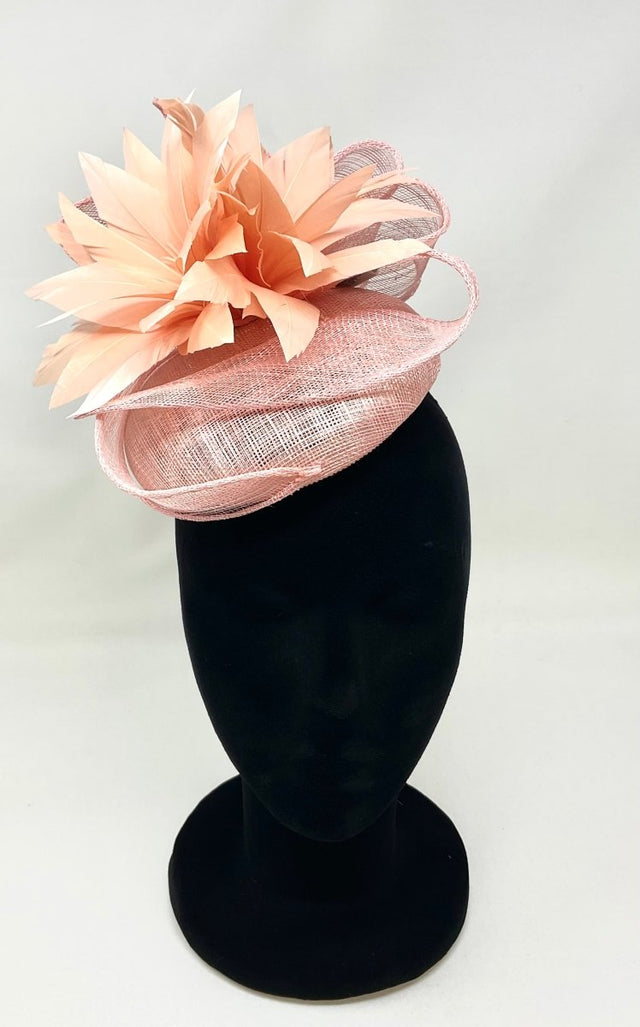 Peach Bellini Feather Pillbox Fascinator - Franklins