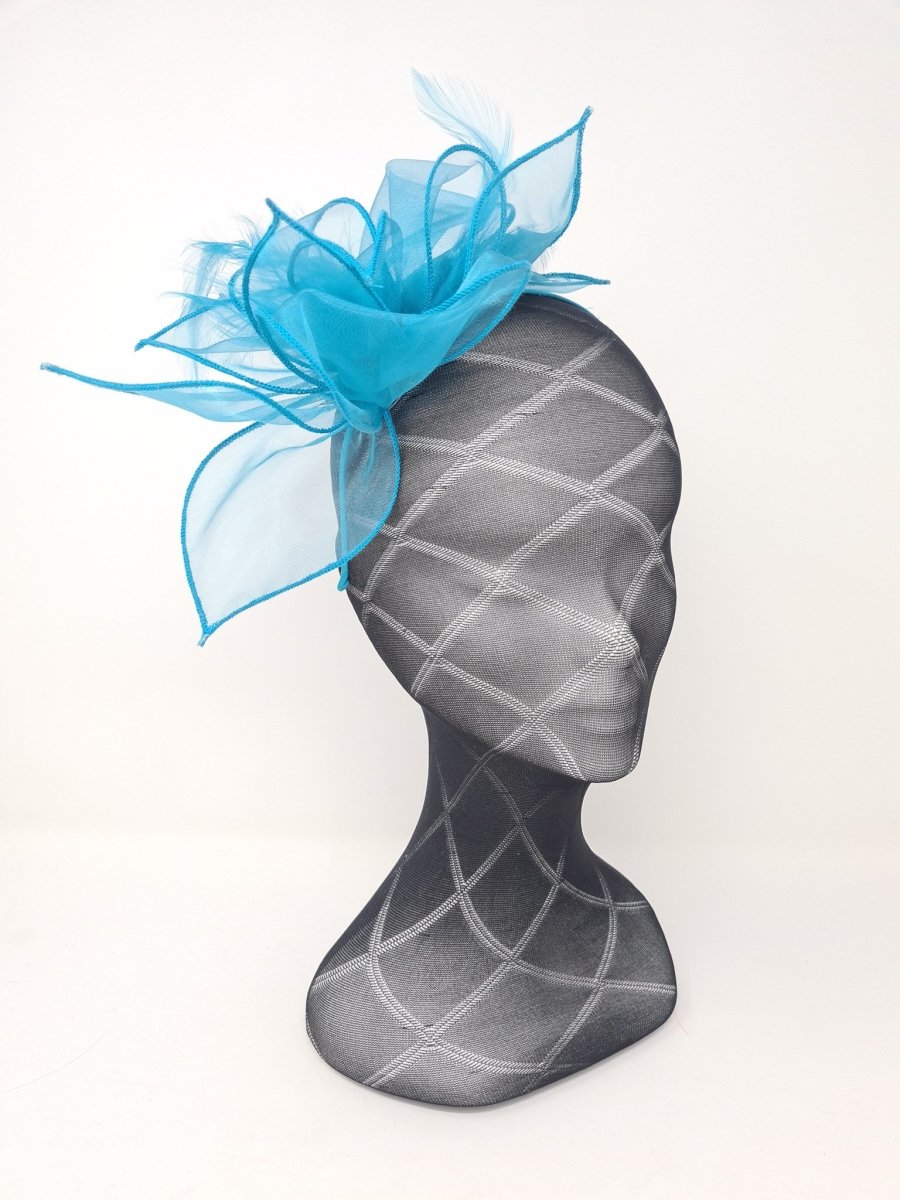Peacock Blue Flower Organza Hairband Fascinator - Franklins