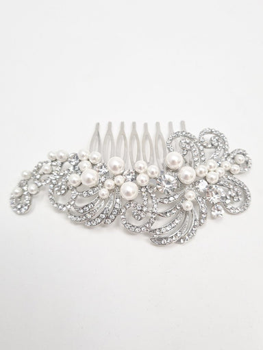 Pearl & Crystal Silver Bridal Comb - Franklins