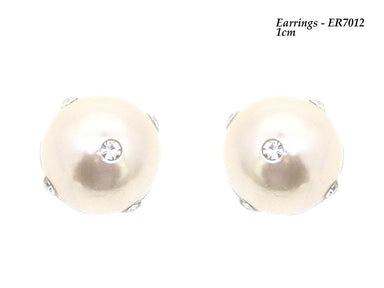 Pearl & Crystal Stud Silver Earrings - Franklins