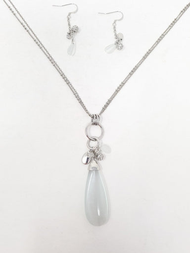 Pearl Gem Chain Pendant Necklace & Earring Set - Franklins