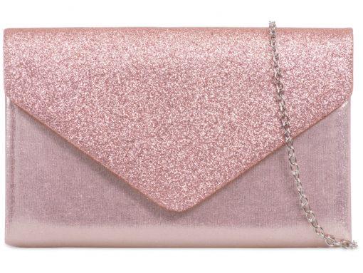 Pink Blush Glitter Shimmer Clutch Bag - Franklins