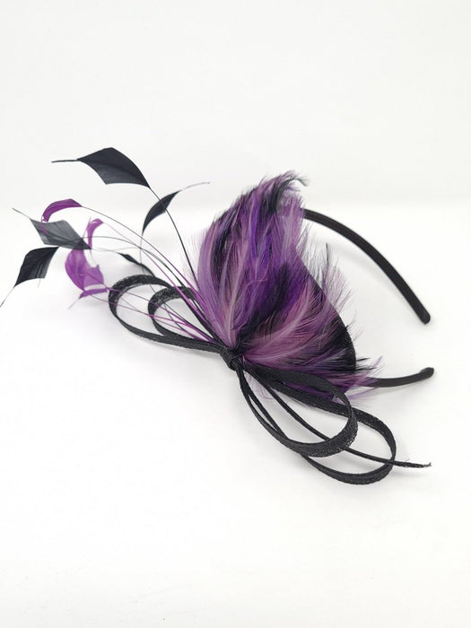 Purple & Black Feather Hairband Fascinator - Franklins