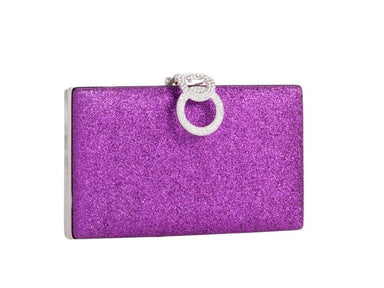 Purple Glitter Diamanté Box Clutch Bag - Franklins