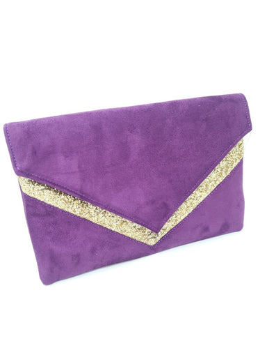 Purple & Gold Envelope Clutch Bag - Franklins