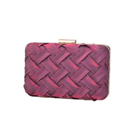 Purple Satin Weave Box Clutch Bag - Franklins