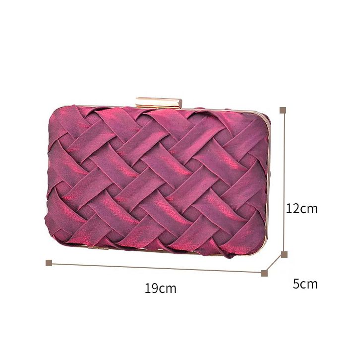 Purple Satin Weave Box Clutch Bag - Franklins